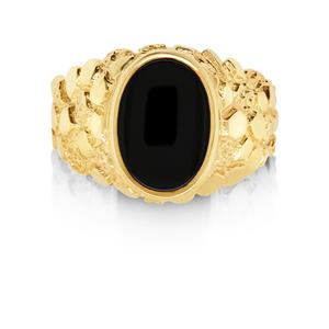 Oval Onyx Gold Signet Ring